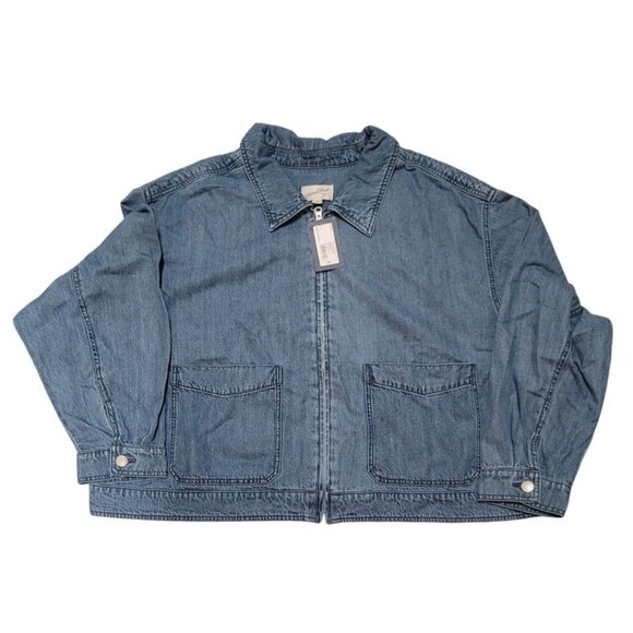 Universal Thread Women's 4X Medium Wash Denim Jacket with Zipper Closure -NEW - Picture 1 of 11
